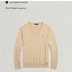Polo by Ralph Lauren Men's Tan V-Neck Sweater